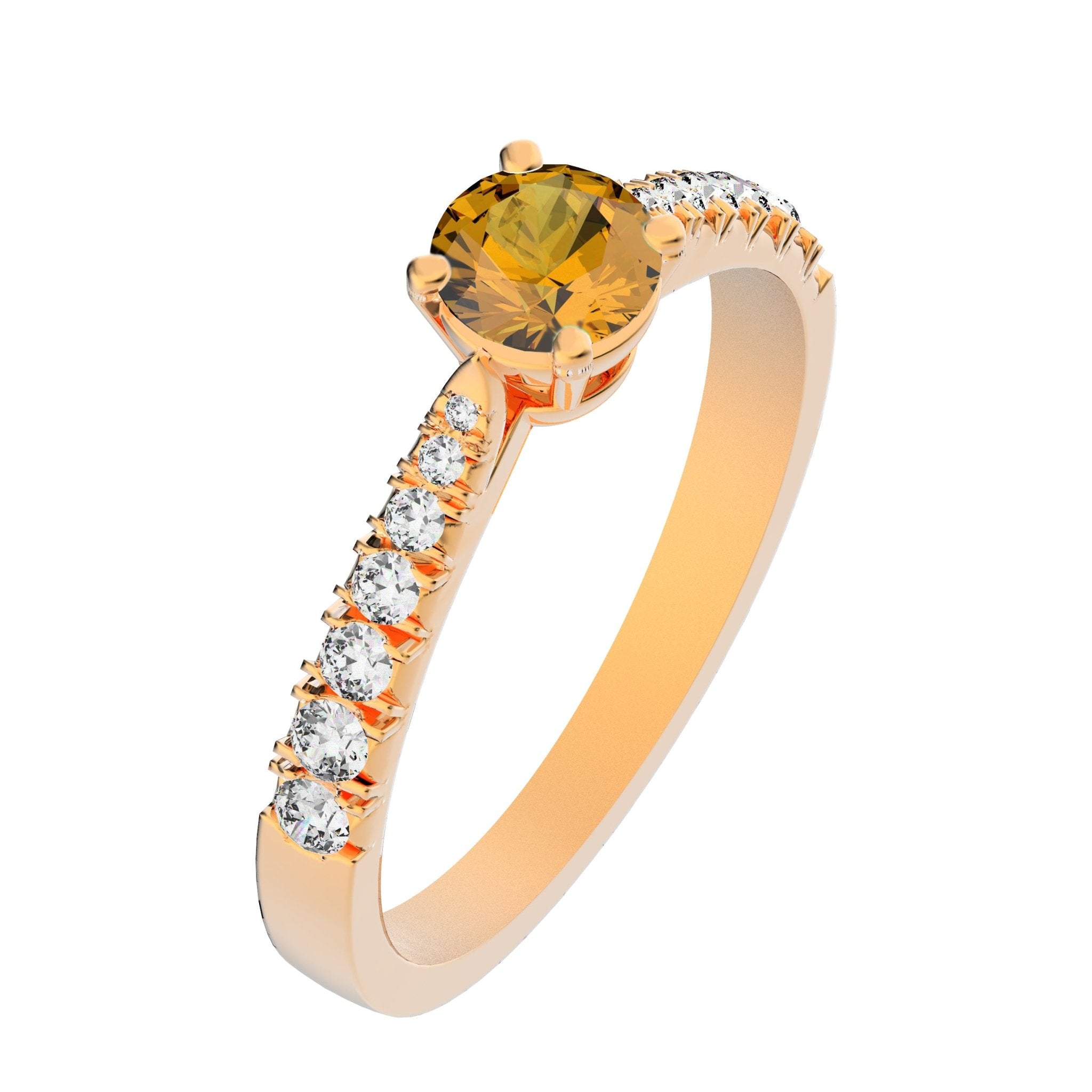 Solitaire Victoria Empierré Diamant - Lunel Joaillier - Or Rose - Grenat Mandarin -