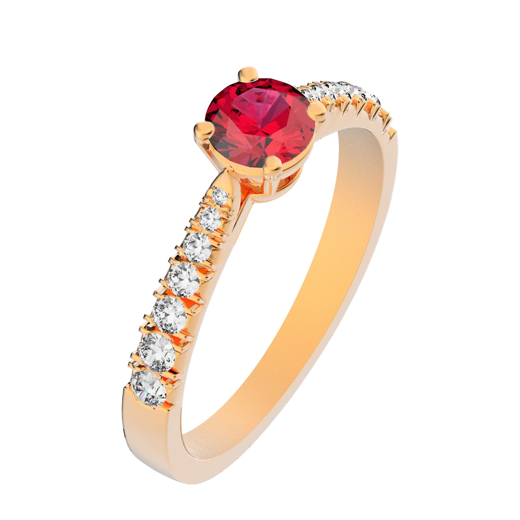 Solitaire Victoria Empierré Diamant - Lunel Joaillier - Or Rose - Rubis -