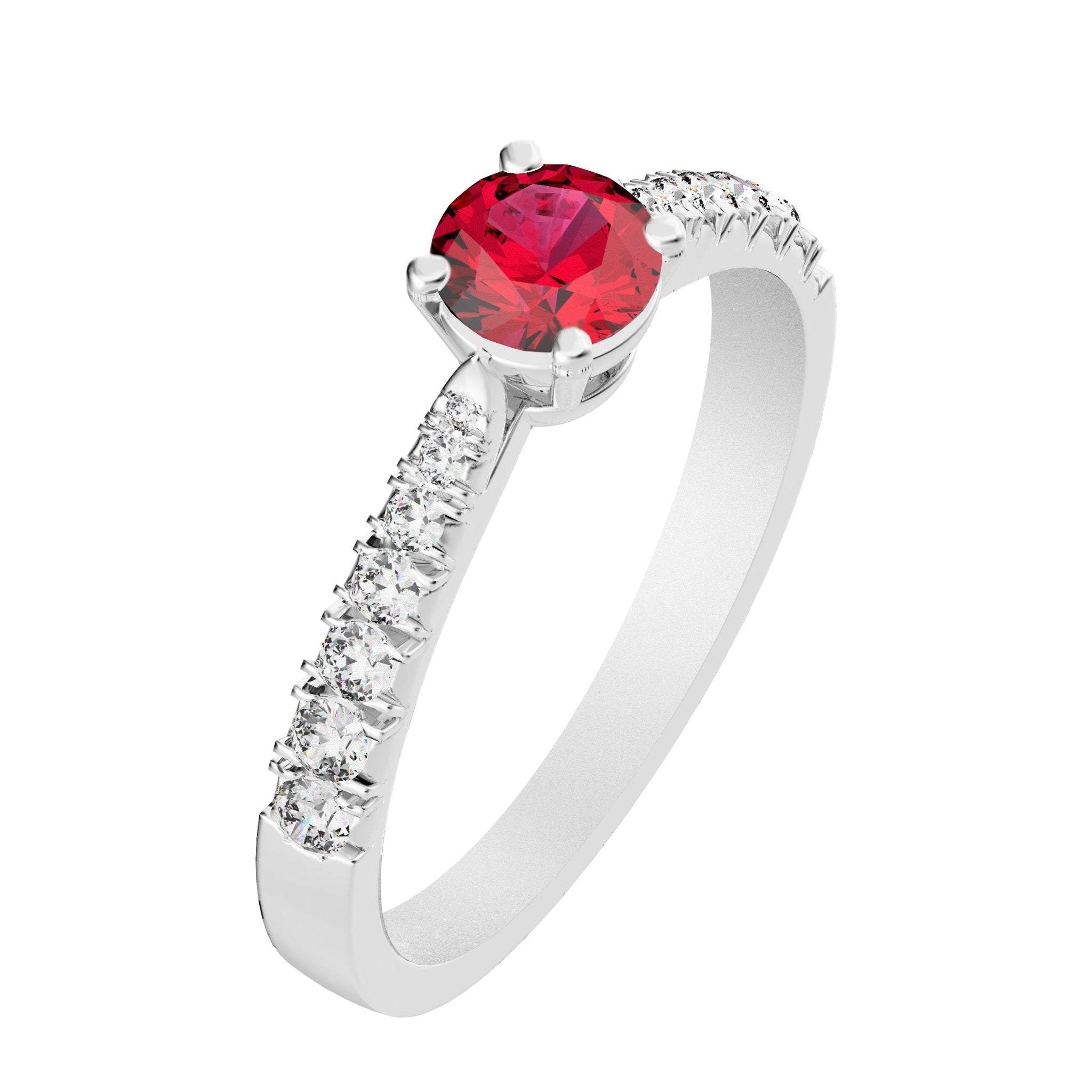 Solitaire Victoria Empierré Diamant - Lunel Joaillier - Or Blanc - Rubis -