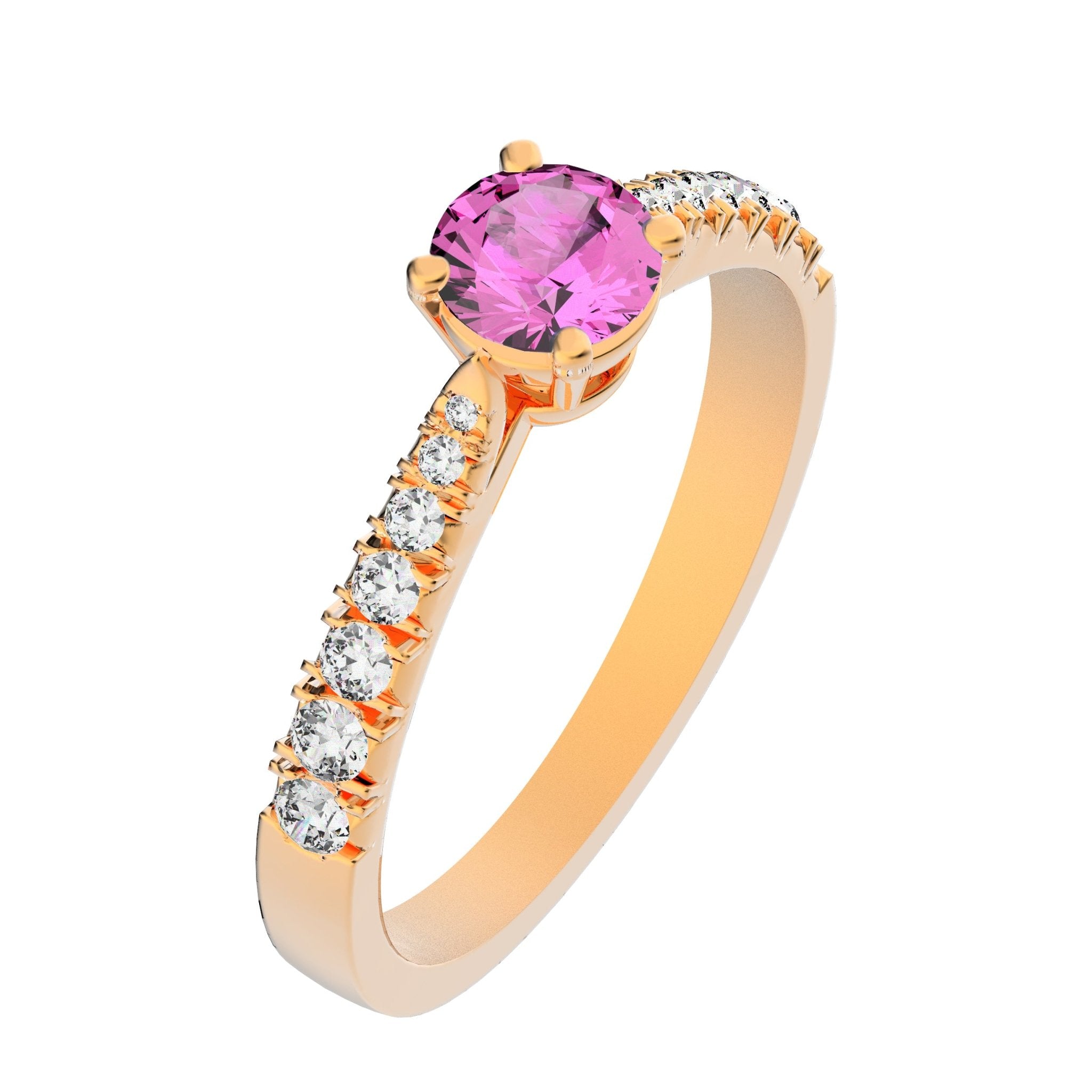 Solitaire Victoria Empierré Diamant - Lunel Joaillier - Or Rose - Saphir Rose -